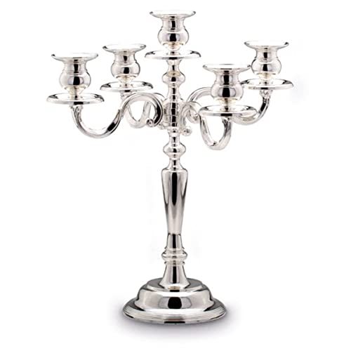 SILBERKANNE Kerzenleuchter Roma (H 38 cm) in Silber 5-flammig. Premium Silber Plated edel versilbert - Kerzenhalter, Kerzenständer für den Adventskranz - Stabkerzen Ständer - Tischdeko Wohnzimmer von SILBERKANNE