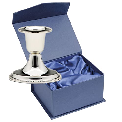 SILBERKANNE Kerzenleuchter mit Perlmuster H 7 cm Premium Silber Plated edel versilbert in Top Verarbeitung. Fertig zum verschenken mit schicker Geschenkverpackung von SILBERKANNE
