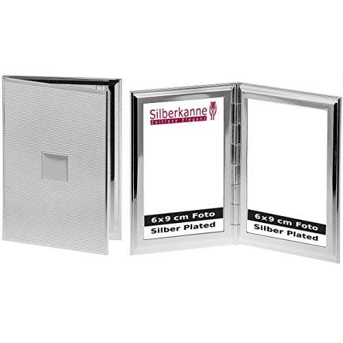 SILBERKANNE Reise-Klapprahmen für zwei Fotos 6x9 cm Premium Silber Plated edel versilbert in Top Verarbeitung. Fertig zum verschenken mit schicker Geschenkverpackung von SILBERKANNE