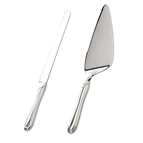 SILBERKANNE Tortenmesser und Tortenheber mit Fadenmuster L 28 cm / 31 cm Premium Silber Plated edel versilbert in Top Verarbeitung von SILBERKANNE