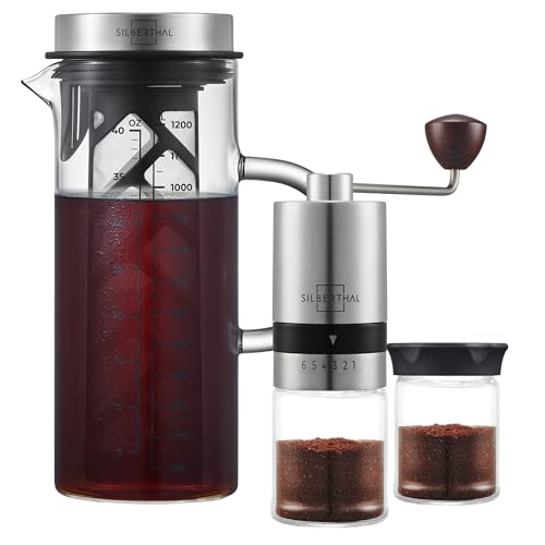 SILBERTHAL Kaffeemühle manuell und Cold Brew Coffee Maker - Genuss Set für Kaffeeliebhaber im Sommer von SILBERTHAL