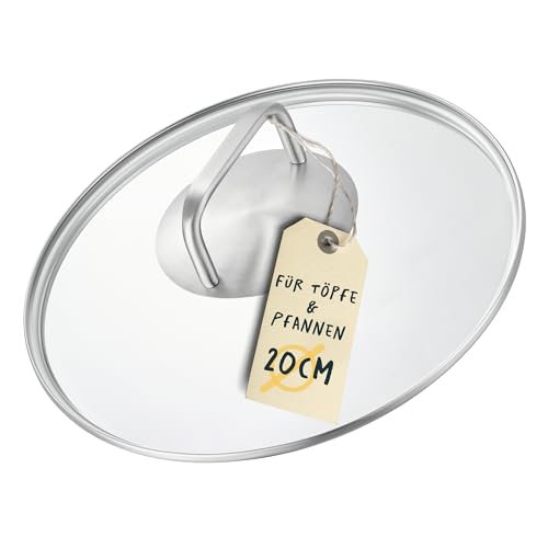 SILBERTHAL Pfannendeckel 20cm - Universell einsetzbar - Glas, Edelstahl - Deckel für Bratpfanne, Servierpfanne oder Wok von SILBERTHAL