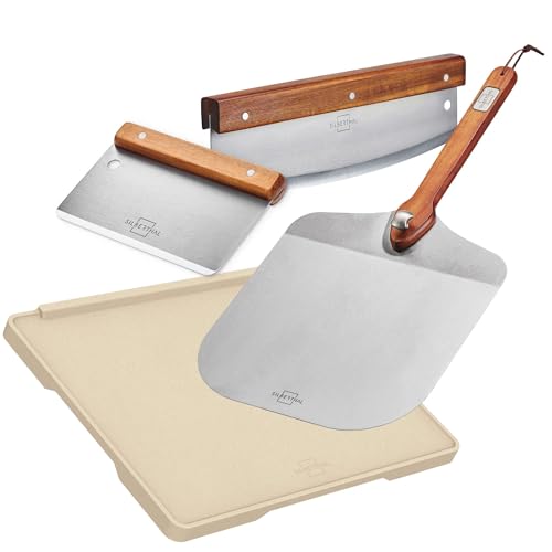 SILBERTHAL Pizza Set Deluxe 4 teilig - Pizzaschieber Edelstahl mit Pizzastein & Pizzamesser 32cm - Edles Akazienholz Griff SILBERTHAL Pizza Set Deluxe 4 teilig - Pizzaschieber Edelstahl mit Pizzastein & Pizzamesser 32cm - Edles Akazienholz Griff von SILBERTHAL
