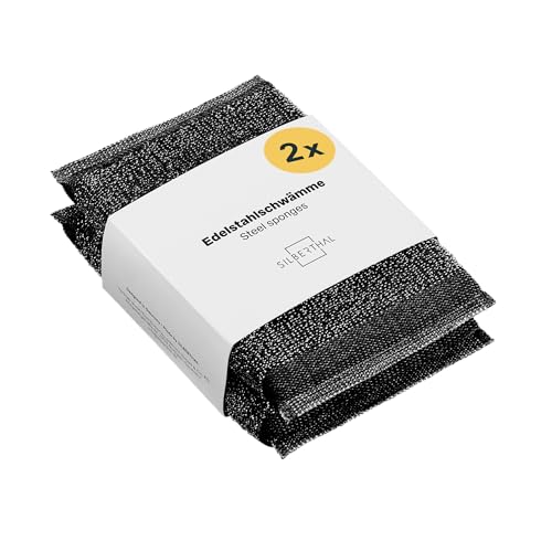 SILBERTHAL Stahlschwamm 2er Set - Topfreiniger aus Stahl für Töpfe und Pfannen - Putzschwamm für hartnäckigen Schmutz von SILBERTHAL