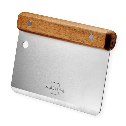 SILBERTHAL Teigkarte Edelstahl 16cm groß - Teigschaber für Brot, Pizza, Gemüse - Teigmesser zum einfachen Portionieren, Schneiden und Aufschaben von SILBERTHAL