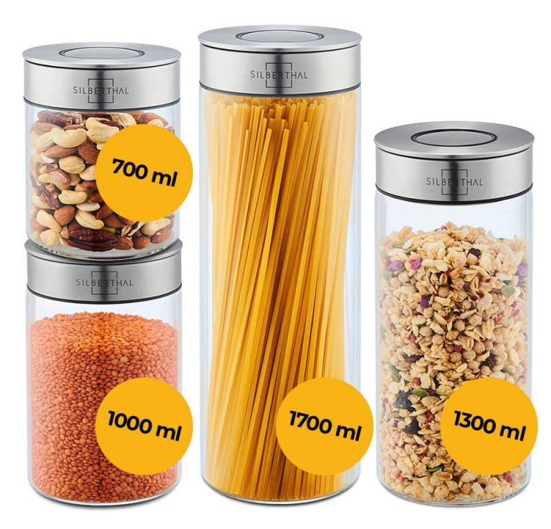 SILBERTHAL Vorratsglas Frischhaltedosen, Glas, (4-tlg) von SILBERTHAL