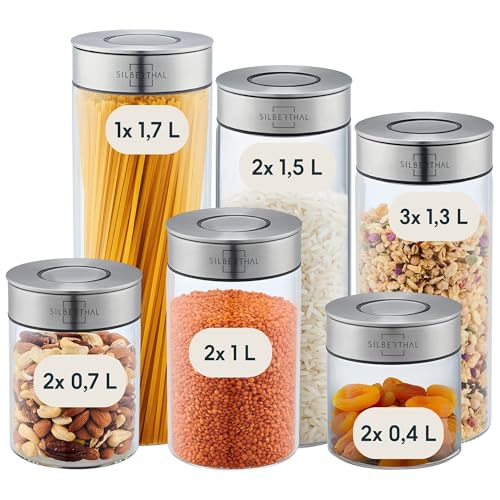 SILBERTHAL Vorratsglas mit Deckel 12er Set - Vorratsdosen für luftdichte & auslaufsichere Aufbewahrung in der Küche - Mottenschutz und Ordnung von SILBERTHAL