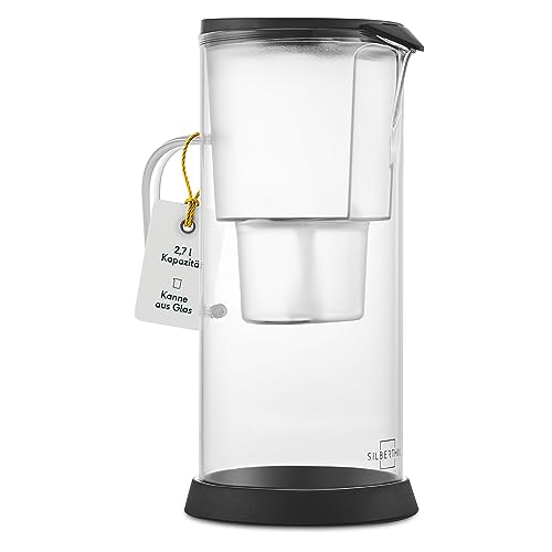 SILBERTHAL Wasserfilter Glas Karaffe 2,7 Liter - Kompatibel mit Maxtra - Reduziert Kalk und Chlor im Trinkwasser von SILBERTHAL