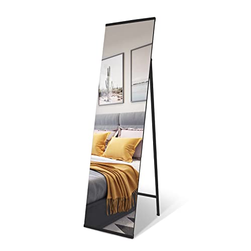 SILD Bodenspiegel, 150 x 40 cm, freistehend, Ganzkörperspiegel, schwarzer Metallrahmen, lange Spiegel für Schlafzimmer, Ankleidezimmer, Wohnzimmer (150 x 40 cm) von SILD