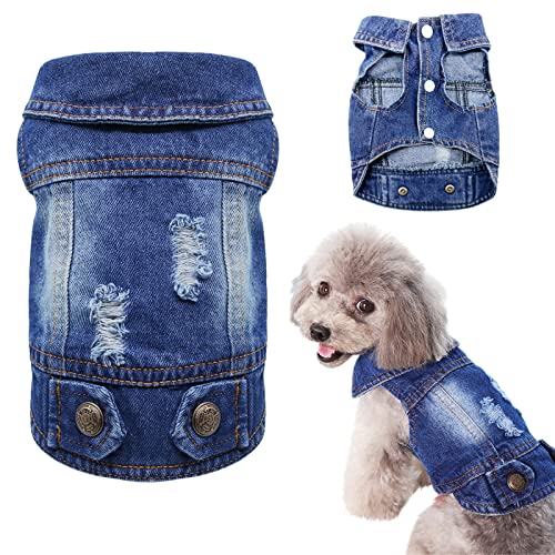 SILD Coole Vintage Washed Denim Jacke Jumpsuit Blau Jean Kleidung für kleine Haustiere Hund Katze/6 Styles XS-XXL von SILD