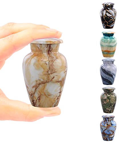 Kleine Urne für menschliche Asche – Marmor-Finish, Gedenkurne aus Metall – Mini-Urne für Haustierasche – handgefertigte Gedenkurne – Beerdigungsurnen mit Samtbeutel (Monalisa) von SILENT GOODBYES
