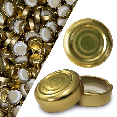 100 Stück X To 33 mm Gold Schraubdeckel für Gläser • Twist Off Deckel Verschluss Ø 33mm • Ersatzdeckel To33 • Schraubverschluss für Flaschen, Saftflaschen, Wasserflaschen von SILGAN