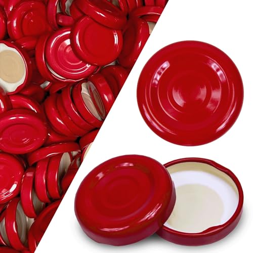 100 Stück X To 38 mm Rot Schraubdeckel für Gläser • Twist Off Deckel Verschluss Ø 38mm • Ersatzdeckel To38 • Schraubverschluss für Milchflaschen, Saftflaschen, Smoothie Flaschen von SILGAN