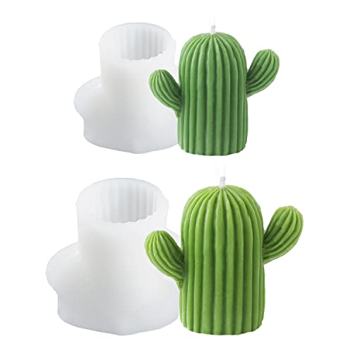 Kaktus Kerzen Silikonform, 2 Stück Handgemacht-Kerzenherstellung Für Cactus, DIY Schokoladen Kit, Sojawachs Silikonform Kaktus Kerze für Schokolade, Seife, Pudding von SILICANDO