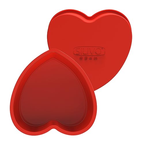 SILIVO Silikon Backform Herz, 2 Stück Kuchenform Herz Ø 26cm, Antihaft Herzform Backform, Silikon Herzbackform für Herzkuchen, Pudding von SILIVO