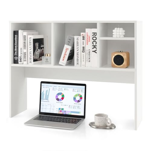 SILKYDRY Schreibtisch-Bücherregal, 2-stöckiges Regal für den Schreibtisch, Mehrzweck-Bücherregal aus Holz, für Büro, Zuhause (weiß) von SILKYDRY