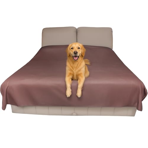 Wasserdichte Bettschutzauflage (doppel, 244 x 208 cm; braun) – Weiche, dünne und beidseitig verwendbare Decke für Hunde, Katzen, andere Haustiere; Inkontinenz, Urin, Schmutz, Tierhaare, Speichel von SILLY LEGACY