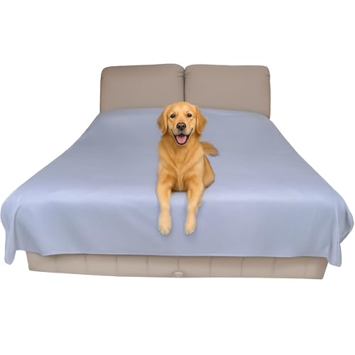 Wasserdichte Bettschutzauflage (doppel, 244 x 208 cm; grau) – Weiche, dünne und beidseitig verwendbare Decke für Hunde, Katzen, andere Haustiere; Inkontinenz, Urin, Schmutz, Tierhaare, Speichel von SILLY LEGACY