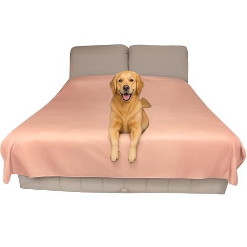 Wasserdichte Bettschutzauflage (229 x 140 cm; Pfirsich) – Weiche, dünne und beidseitig verwendbare Decke für Hunde, Katzen, andere Haustiere; Inkontinenz, Urin, Schmutz, Tierhaare, Speichel von SILLY LEGACY