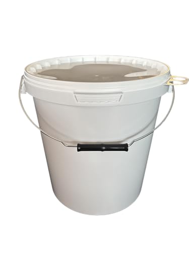 1 x 15 Liter Eimer mit Deckel weiß, stapelbarer Milch-/Vorratseimer, Honigeimer Kunststoffeimer mit Lebensmittelfreigabe, lebensmittelechter Behälter, Leereimer für Mehl, Wassereimer, 1 Stück von SILPLAST