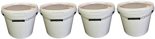 4 x 17 Liter Eimer mit Deckel weiß, stapelbare Milch-/Vorratseimer, Honigeimer Kunststoffeimer mit Lebensmittelfreigabe, lebensmittelechte Behälter, Leereimer für Mehl, Wassereimer, 4 Stück von SILPLAST