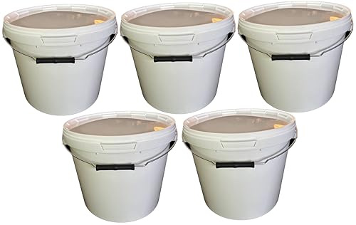 5 x 17 Liter Eimer mit Deckel weiß, stapelbare Milch-/Vorratseimer, Honigeimer Kunststoffeimer mit Lebensmittelfreigabe, lebensmittelechte Behälter, Leereimer für Mehl, Wassereimer, 5 Stück von SILPLAST