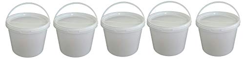 5 x 3 Liter Eimer mit Deckel weiß, stapelbarerer Milch-/Vorratseimer, Honigeimer Kunststoffeimer mit Lebensmittelfreigabe, Lebensmittelechte Behälter, Leereimer für Mehl, Wassereimer, 5 Stück von SILPLAST