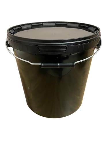 SILPLAST 1 x 20 Liter Eimer mit Deckel schwarz Kunststoffeimer für Lebensmittel Chemie Mehl stapelbarer Vorratseimer aus Kunstoff Behälter Milcheimer Honigeimer Wassereimer Aufbewahrungsbehälter von SILPLAST