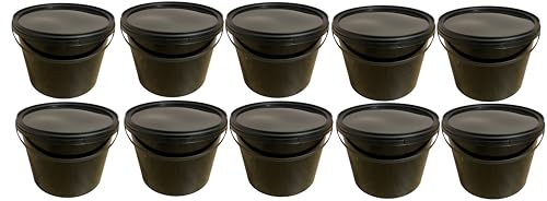 SILPLAST 10 x 10 Liter Eimer mit Deckel schwarz Kunststoffeimer für Lebensmittel Chemie Mehl stapelbarer Vorratseimer aus Kunstoff Behälter Milcheimer Honigeimer Wassereimer Aufbewahrungsbehälter von Silplast