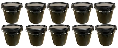 SILPLAST 10 x 20 Liter Eimer mit Deckel schwarz Kunststoffeimer für Lebensmittel Chemie Mehl stapelbarer Vorratseimer aus Kunstoff Behälter Milcheimer Honigeimer Wassereimer Aufbewahrungsbehälter von Silplast