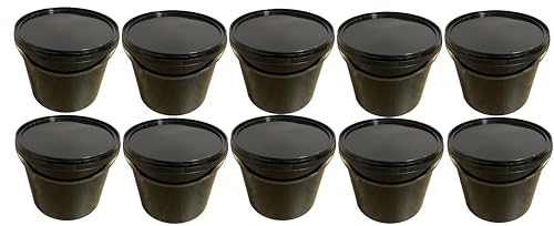 SILPLAST 10 x 5 Liter Eimer mit Deckel schwarz Kunststoffeimer für Lebensmittel Chemie Mehl stapelbarer Vorratseimer aus Kunstoff Behälter Milcheimer Honigeimer Wassereimer Aufbewahrungsbehälter von SILPLAST