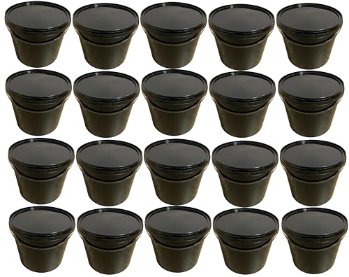 SILPLAST 20 x 5 Liter Eimer mit Deckel schwarz Kunststoffeimer für Lebensmittel Chemie Mehl stapelbarer Vorratseimer aus Kunstoff Behälter Milcheimer Honigeimer Wassereimer Aufbewahrungsbehälter von SILPLAST
