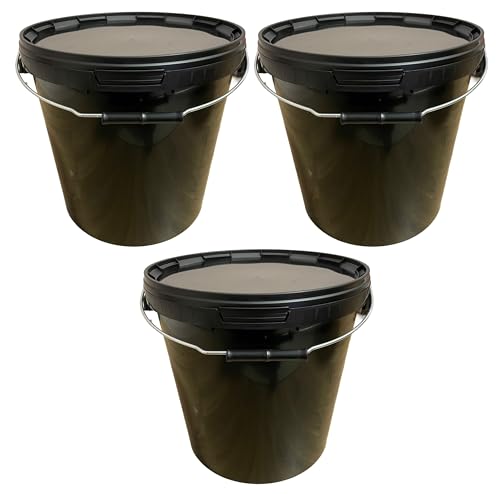 SILPLAST 3 x 20 Liter Eimer mit Deckel schwarz Kunststoffeimer für Lebensmittel Chemie Mehl stapelbarer Vorratseimer aus Kunstoff Behälter Milcheimer Honigeimer Wassereimer Aufbewahrungsbehälter von SILPLAST