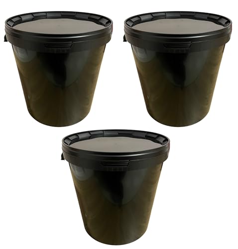 SILPLAST 3 x 30 Liter Eimer mit Deckel schwarz Kunststoffeimer für Lebensmittel Chemie Mehl stapelbarer Vorratseimer aus Kunstoff Behälter Milcheimer Honigeimer Wassereimer Aufbewahrungsbehälter von SILPLAST