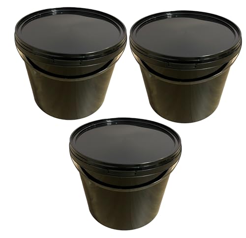 SILPLAST 3 x 5 Liter Eimer mit Deckel schwarz Kunststoffeimer für Lebensmittel Chemie Mehl stapelbarer Vorratseimer aus Kunstoff Behälter Milcheimer Honigeimer Wassereimer Aufbewahrungsbehälter von Silplast