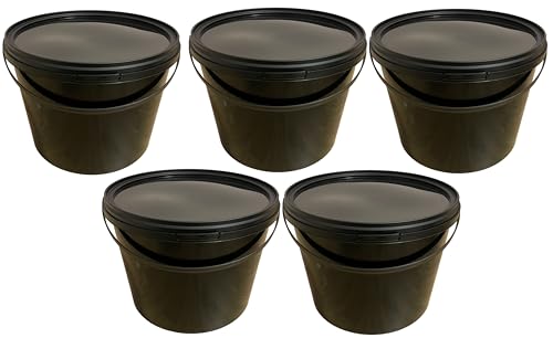 SILPLAST 5 x 10 Liter Eimer mit Deckel schwarz Kunststoffeimer für Lebensmittel Chemie Mehl stapelbarer Vorratseimer aus Kunstoff Behälter Milcheimer Honigeimer Wassereimer Aufbewahrungsbehälter von SILPLAST