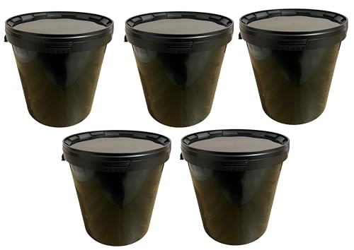 SILPLAST 5 x 30 Liter Eimer mit Deckel schwarz Kunststoffeimer für Lebensmittel Chemie Mehl stapelbarer Vorratseimer aus Kunstoff Behälter Milcheimer Honigeimer Wassereimer Aufbewahrungsbehälter von SILPLAST