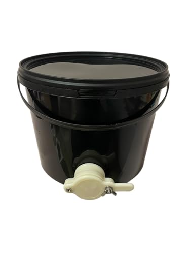 SILPLAST Schwarz Abfülleimer Honigeimer mit Abfüllhahn und Deckel, Hobbock Abfüllbehälter Honigernte Honig 10 Liter von SILPLAST