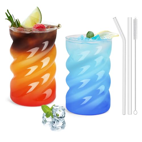 SILRIVES Trinkgläser mit Glasstrohhalme 500ml 2er,Gerippte Eiskaffee Becher mit strohhalm,Bubble Matcha Glas,Latte Macchiato Gläser,Kaffeegläser,Cappuccino Gläser,Longdrinkgläser,Cocktailgläser SILRIVES Trinkgläser mit Glasstrohhalme 500ml 2er,Gerippte Eiskaffee Becher mit strohhalm,Bubble Matcha Glas,Latte Macchiato Gläser,Kaffeegläser,Cappuccino Gläser,Longdrinkgläser,Cocktailgläser von SILRIVES