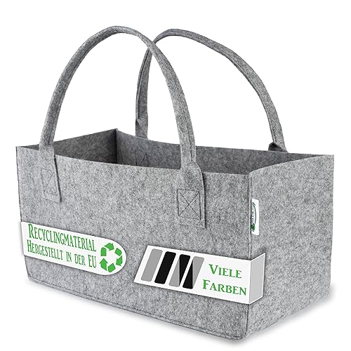 Filztasche Schwarz/Rot für Einkaufstasche Kaminholztasche Kaminholzkorb Filz Zeitungsständer Zeitungskorb (Grau, 1) von SILUK