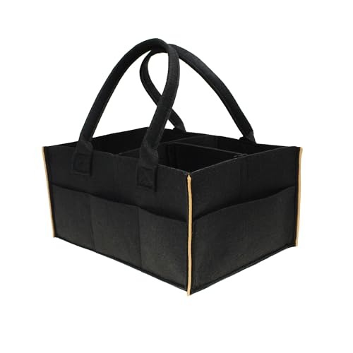 SILUK Baby Windel Aufbewahrungstasche Filztasche, Tragbarer Organizer Filzkorb Multifunktionale Wickeltasche, Aufbewahrungsbox mit wechselbaren Fächer (Beige) von SILUK