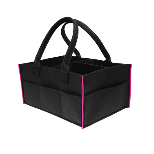 SILUK Baby Windel Aufbewahrungstasche Filztasche, Tragbarer Organizer Filzkorb Multifunktionale Wickeltasche, Aufbewahrungsbox mit wechselbaren Fächer (Pink) von SILUK