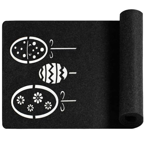 Tischläufer aus Filz Abwaschbar Tischband Tischdecke Still Grau hitzebeständig Filztischläufer Tischschutz (Osterei_Schwarz, 30 x 120) von SILUK