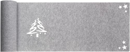 Tischläufer aus Filz Abwaschbar Tischband Tischdecke Still Grau hitzebeständig Filztischläufer Tischschutz (Grau_Weihnachten, 30 x 100) von SILUK