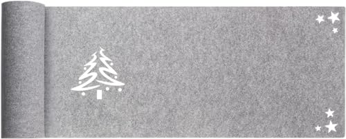 Tischläufer aus Filz Abwaschbar Tischdecke Still Grau hitzebeständig Filztischläufer Tischschutz (Grau_Weihnachten, 40 x 150) von SILUK