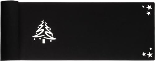 Tischläufer aus Filz Abwaschbar Tischband Tischdecke Still Grau hitzebeständig Filztischläufer Tischschutz (Schwarz_Weihnachten, 30 x 100) von SILUK