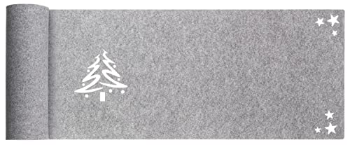 Tischläufer aus Filz Abwaschbar Tischband Tischdecke Still Grau hitzebeständig Filztischläufer Tischschutz (Grau_Weihnachten, 40 x 150) von SILUK