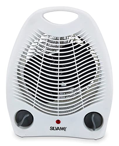 Heizlüfter für Silvano Bad, Heizlüfter, 2 Heizleistungen, 1000 W/2000 W, regulierbarer Thermostat, Überhitzungsschutz, inkl. Tragegriff für die Tragbarkeit von Silvano