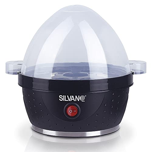 SILVANO Eierkocher - 20x17x16,3 cm - Kochkapazität bis zu 7 Eier auf Einmal - Maximale Leistung 380 W - EIN/Aus-Pilotschalter - Farbe Schwarz von SILVANO