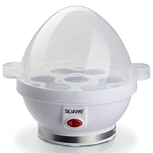 SILVANO Eierkocher - 20x17x16,3 cm - Kochkapazität bis zu 7 Eier auf Einmal - Maximale Leistung 380 W - EIN/Aus-Pilotschalter - Farbe Weiß von SILVANO